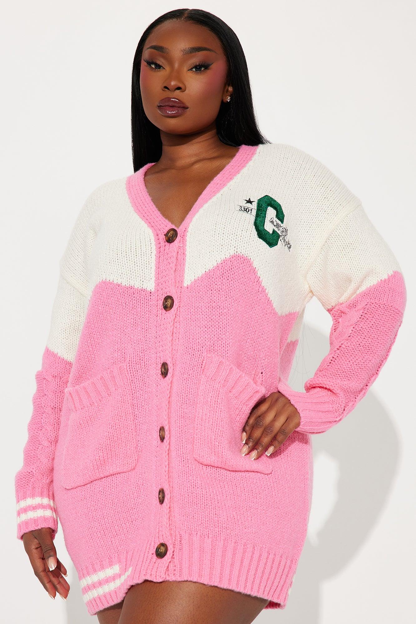 Varsity Sweatshirt Mini Dress - Pink Product Image
