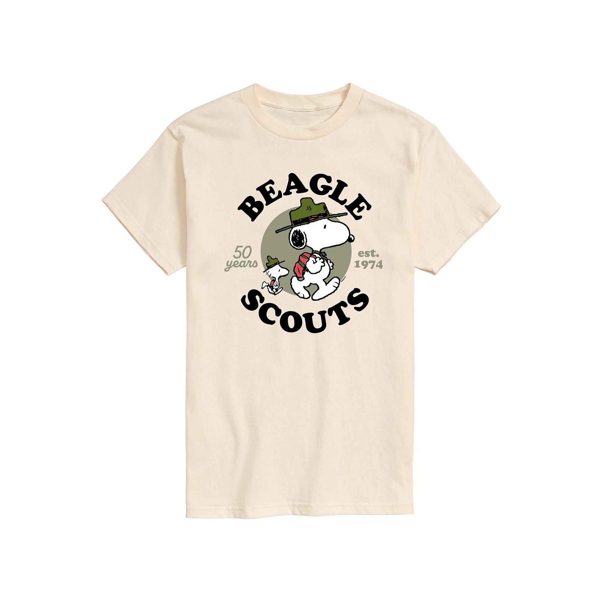Men's Peanuts Beagle Scout Snoopy Woodstock Graphic Tee,  Product Image