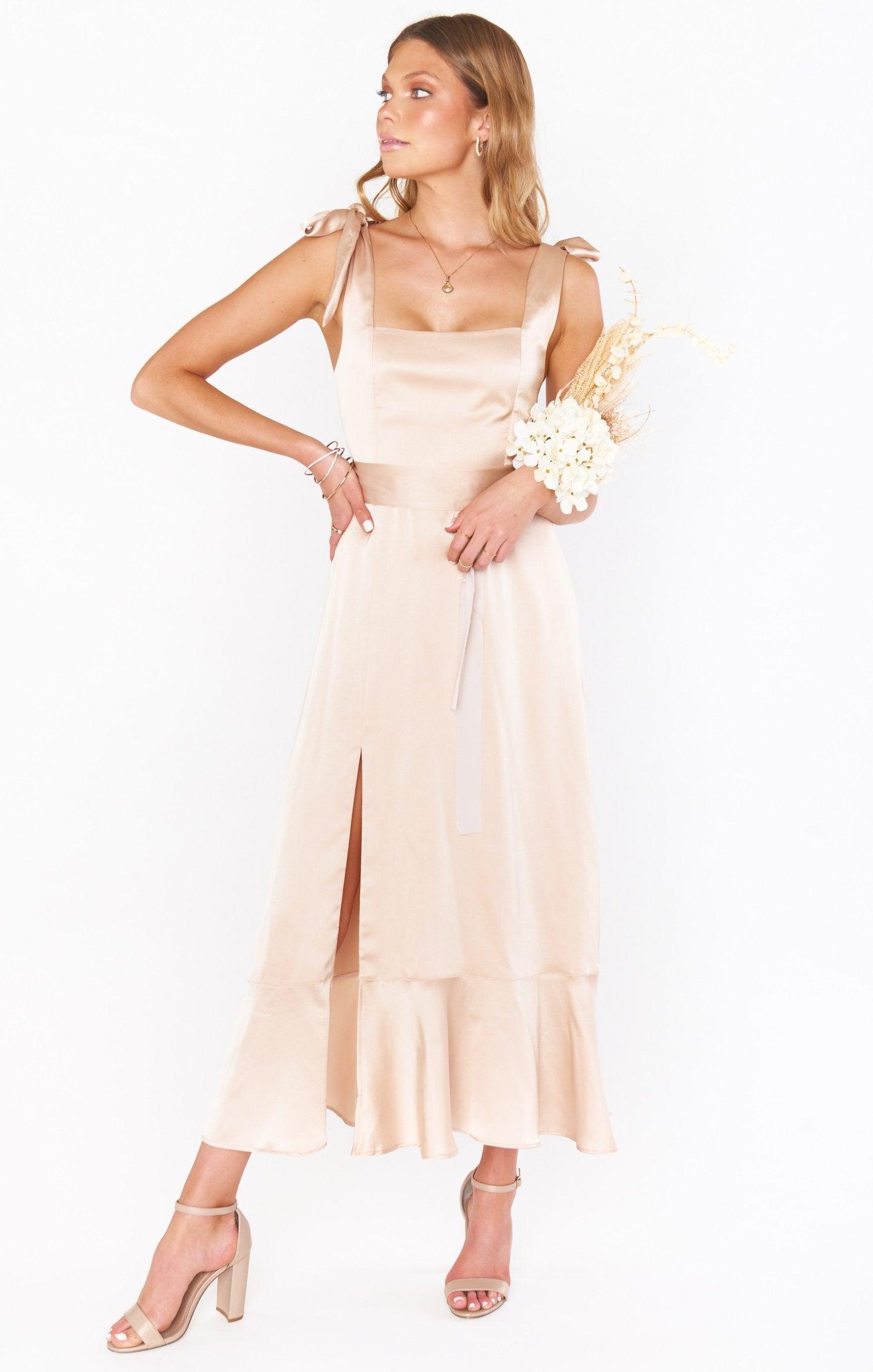 Claire Midi Dress ~ Champagne Luxe Satin Product Image