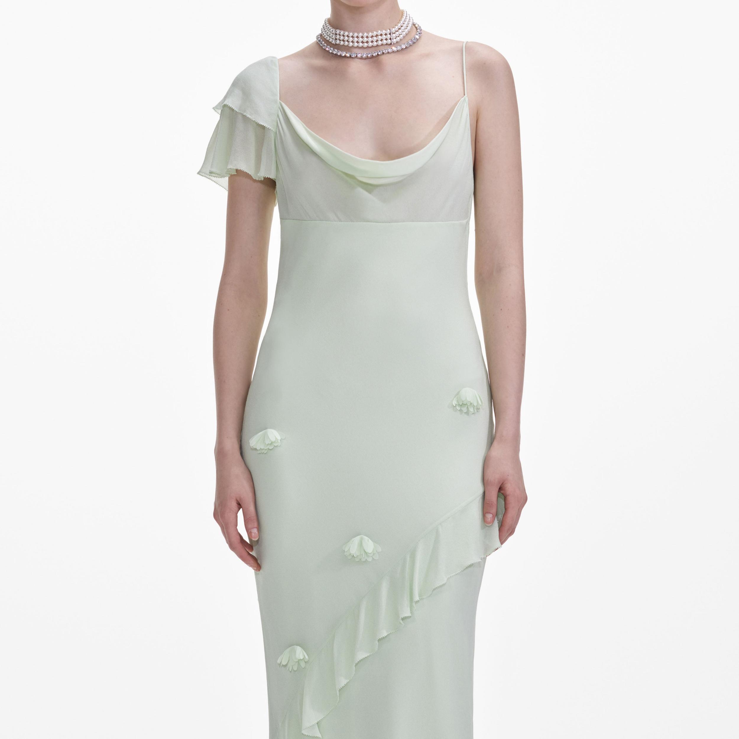 Mint Georgette Flower Maxi Dress Product Image