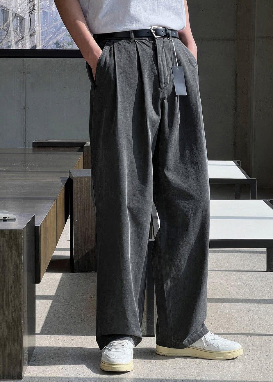 RT No. 11644 PLEATED FOLDED RELAX STRAIGHT JEANS Product Image