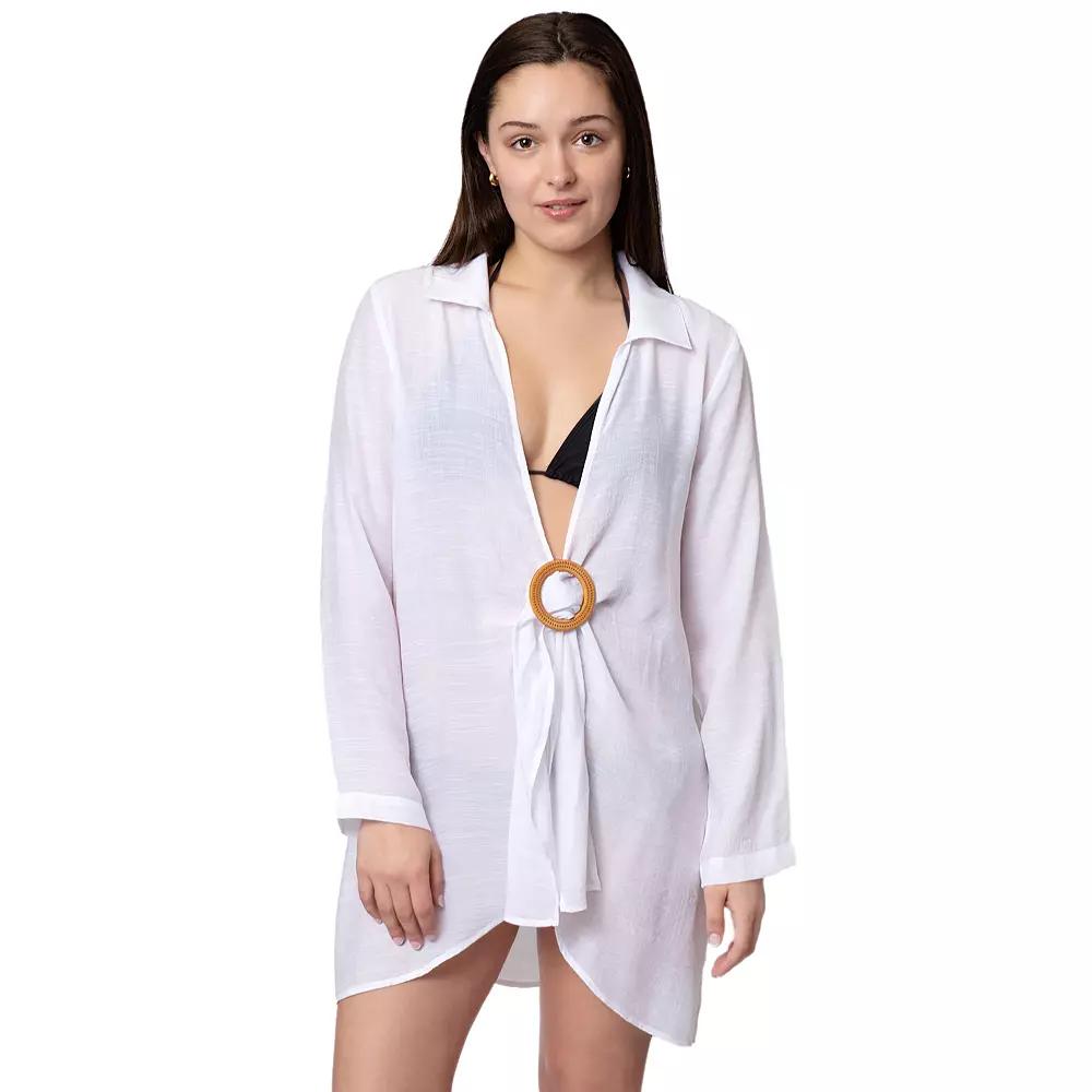Women's Aqua Del Mar Tie-Front Coverup Swim Top,  Product Image