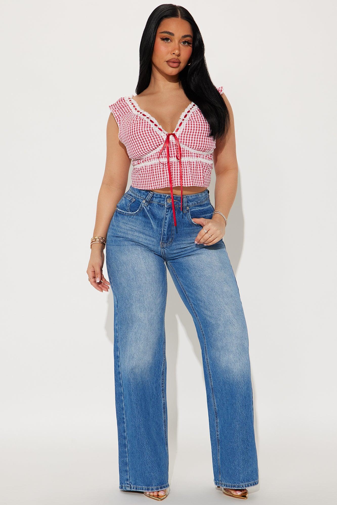 Picnic Walk Gingham Top - Red/White Product Image