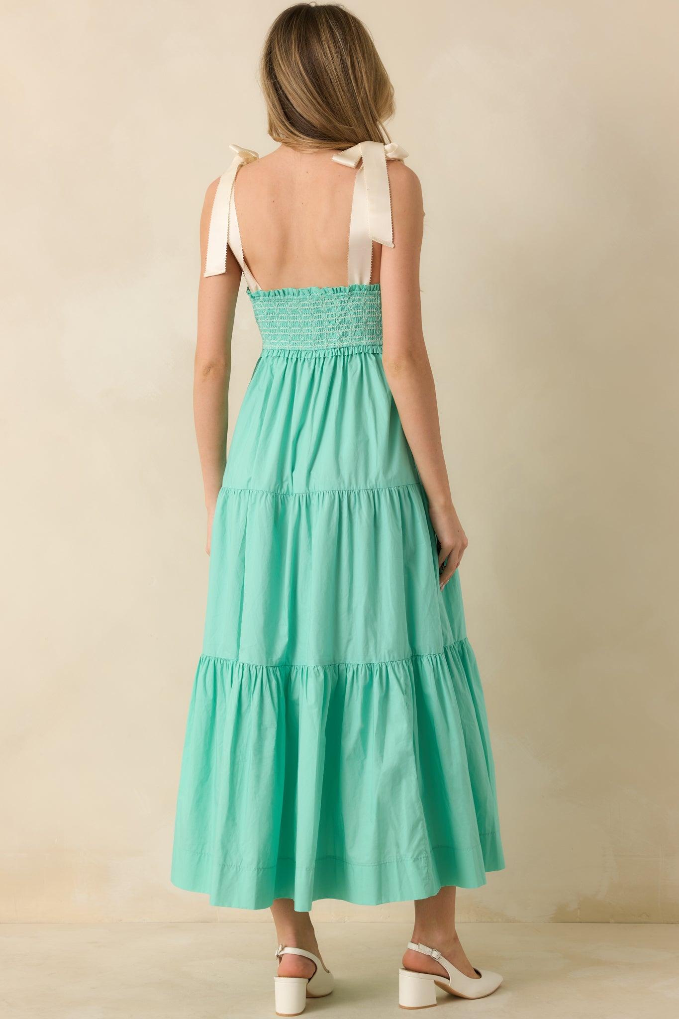 The Felicity Mint Green Cotton Midi Dress Product Image