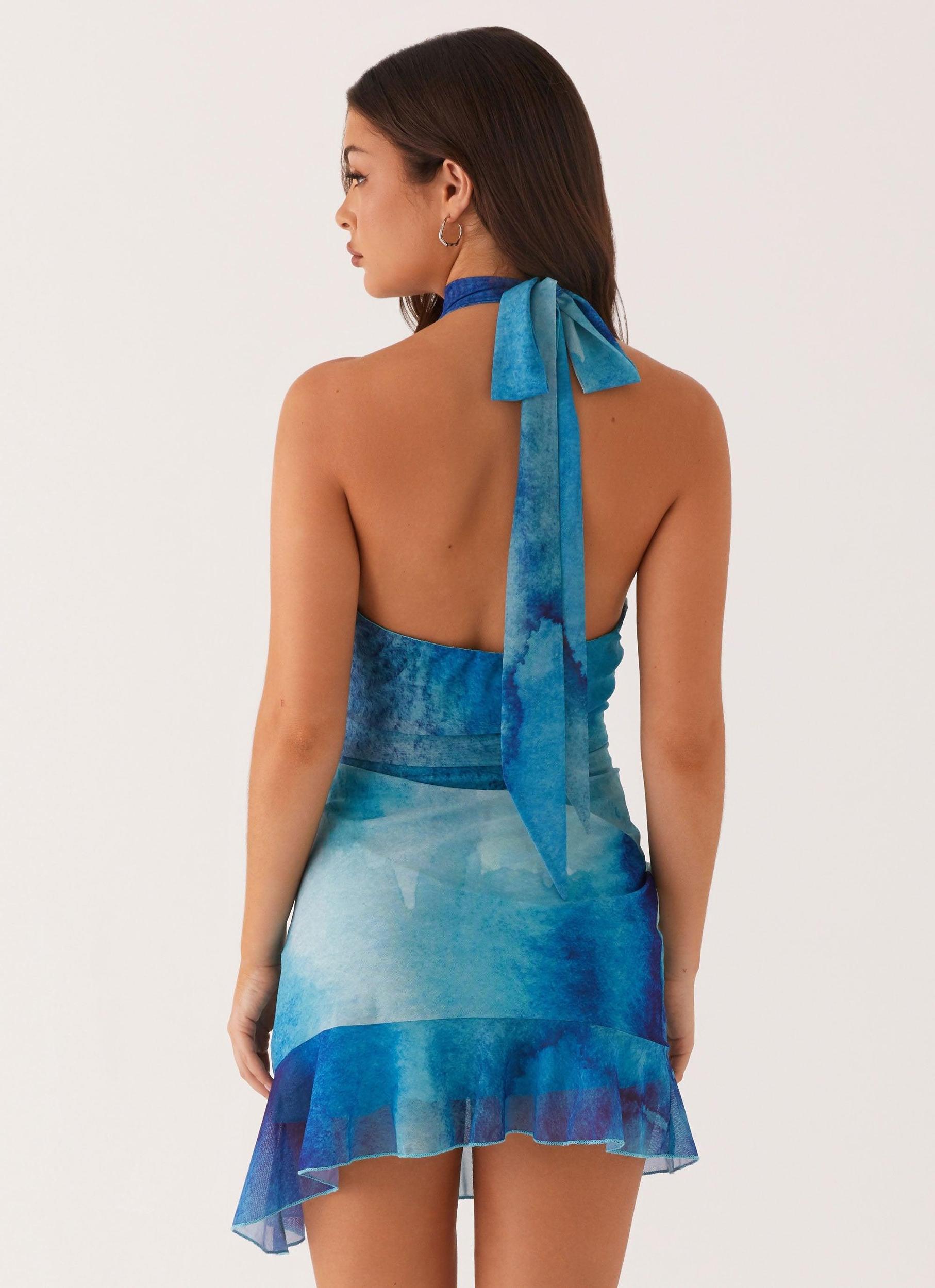 Arlo Mini Dress - Blue Tie Dye Product Image