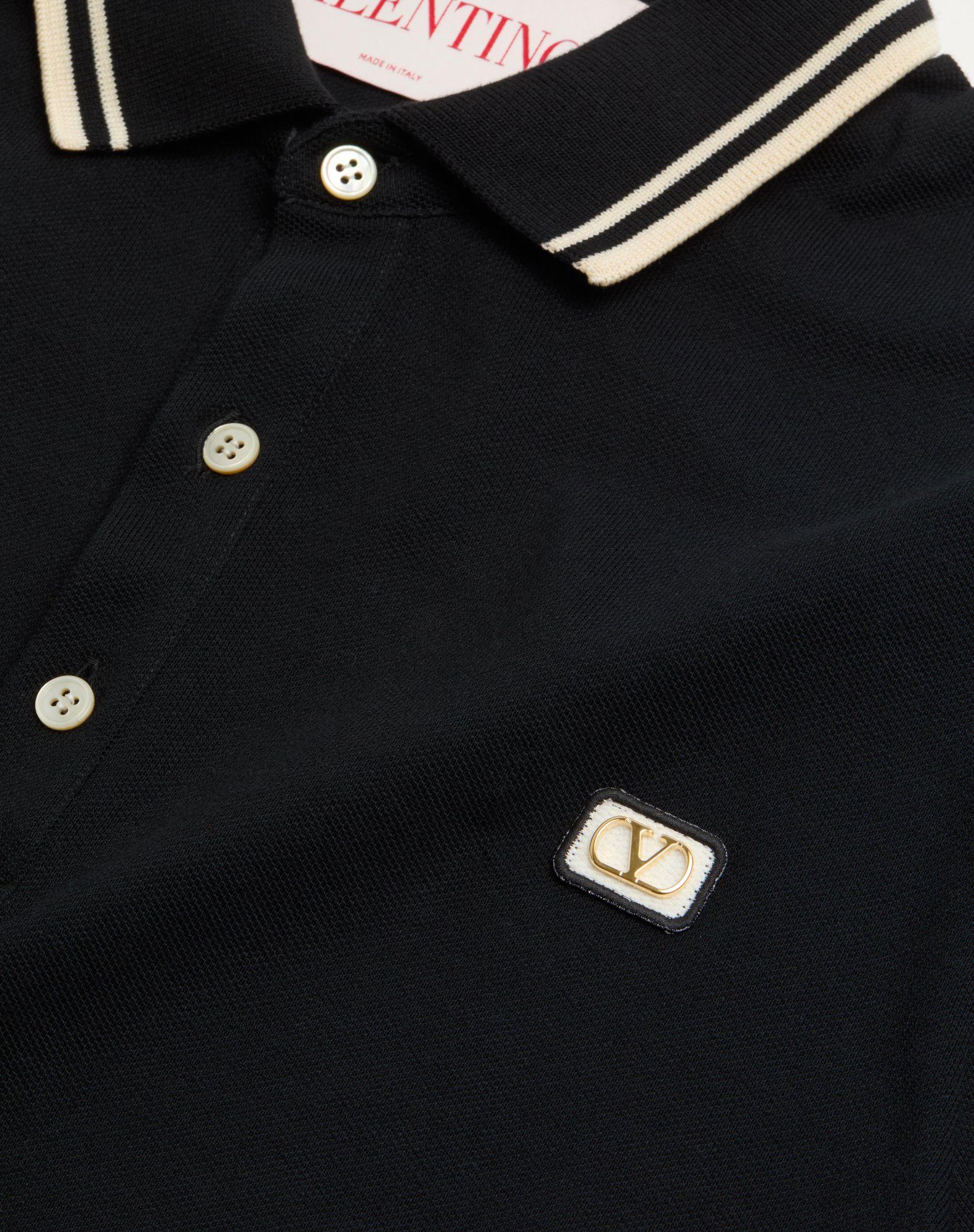 Cotton Piqué Polo Shirt With Vlogo Patch Product Image