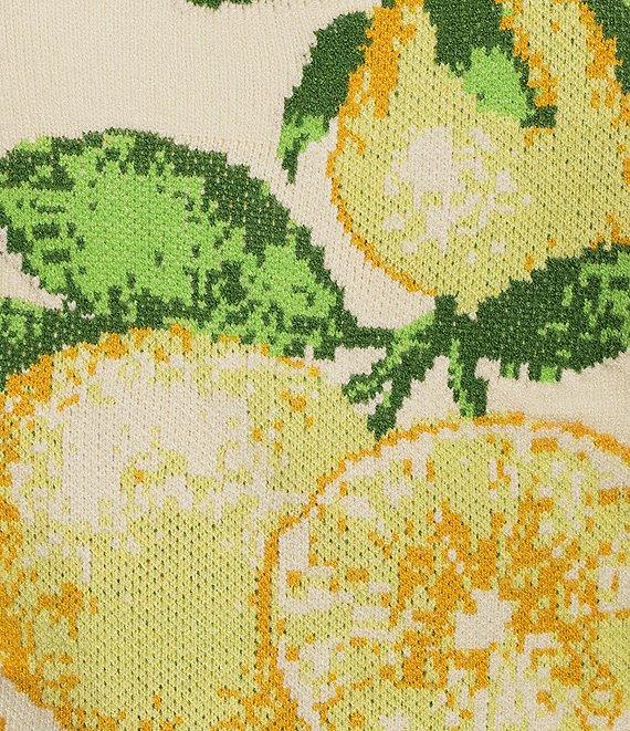 Skies Are Blue Lemon Printed Crew Neck Sleeveless Sweater Top Product Image