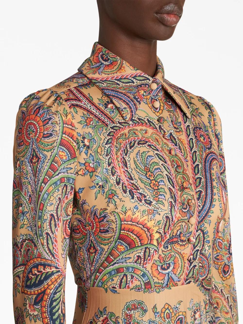 paisley-print plissé dress Product Image