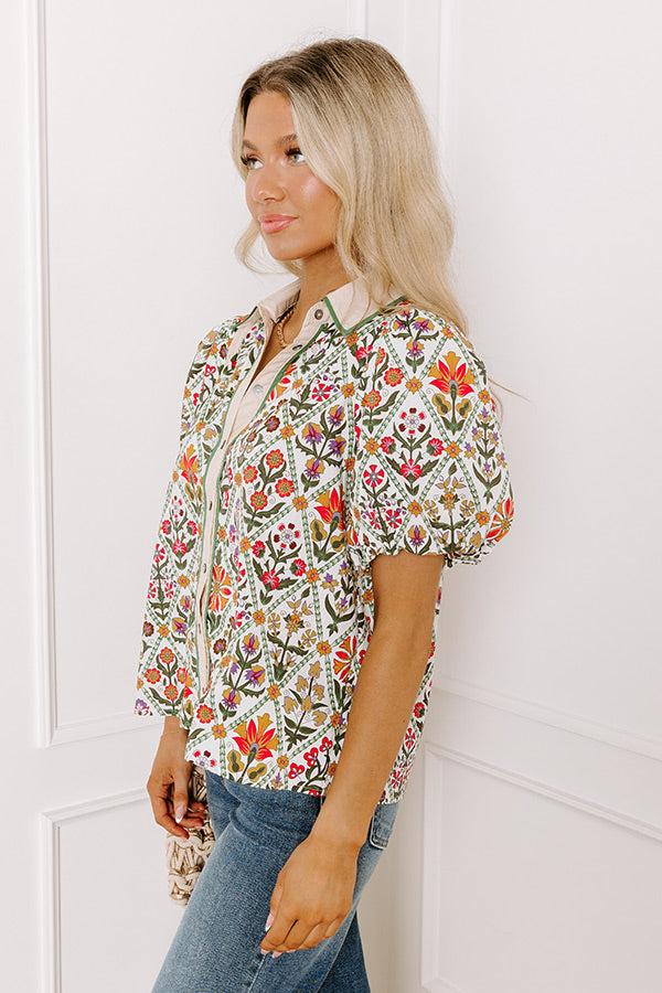 Terrace Views Floral Button Up in Cream Product Image