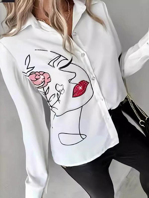 Long Sleeves Loose Buttoned Figure Lapel Blouses&Shirts Tops Product Image