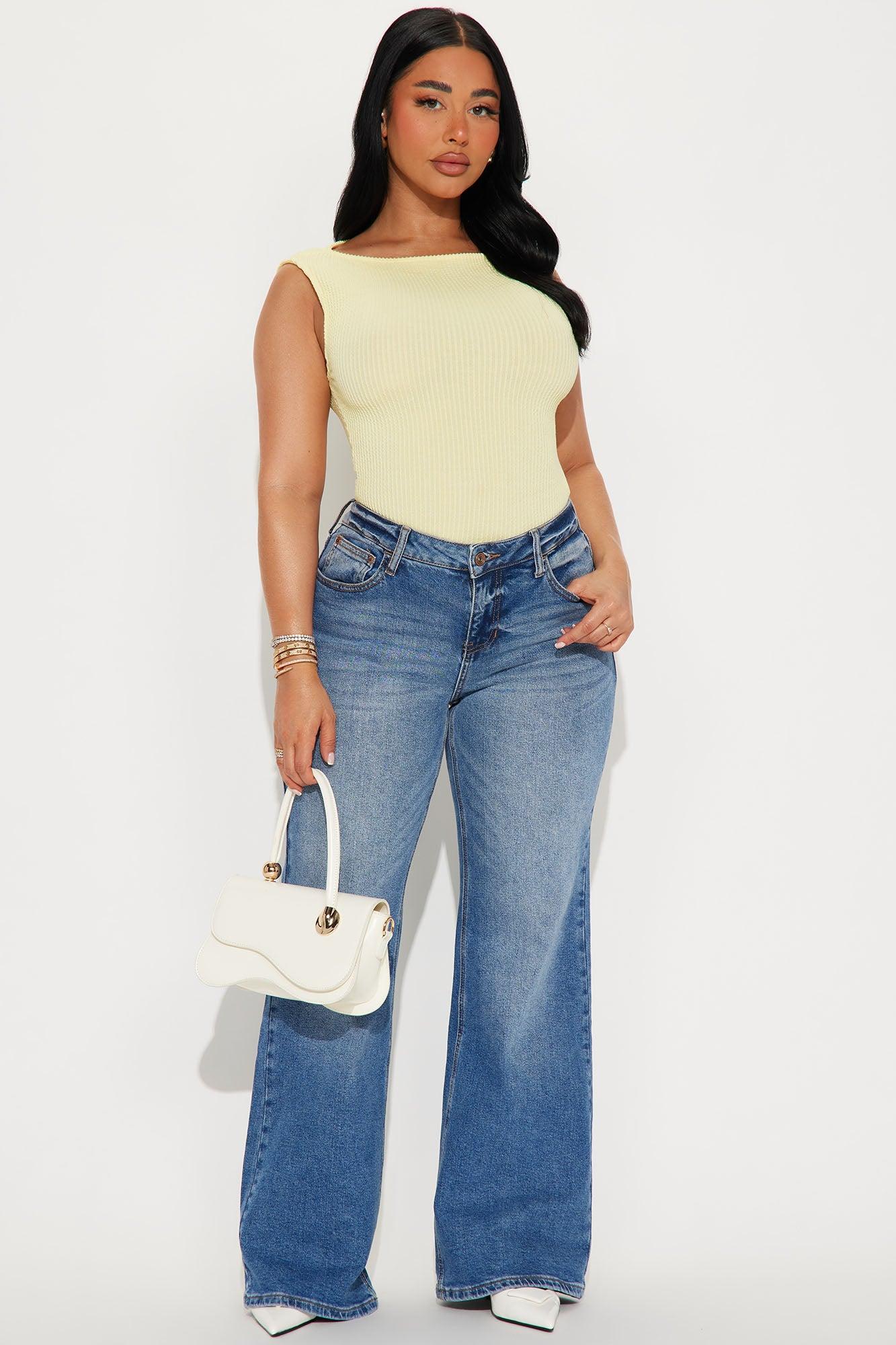 Tessa Ribbed High Neck Bodysuit - Yellow Product Image