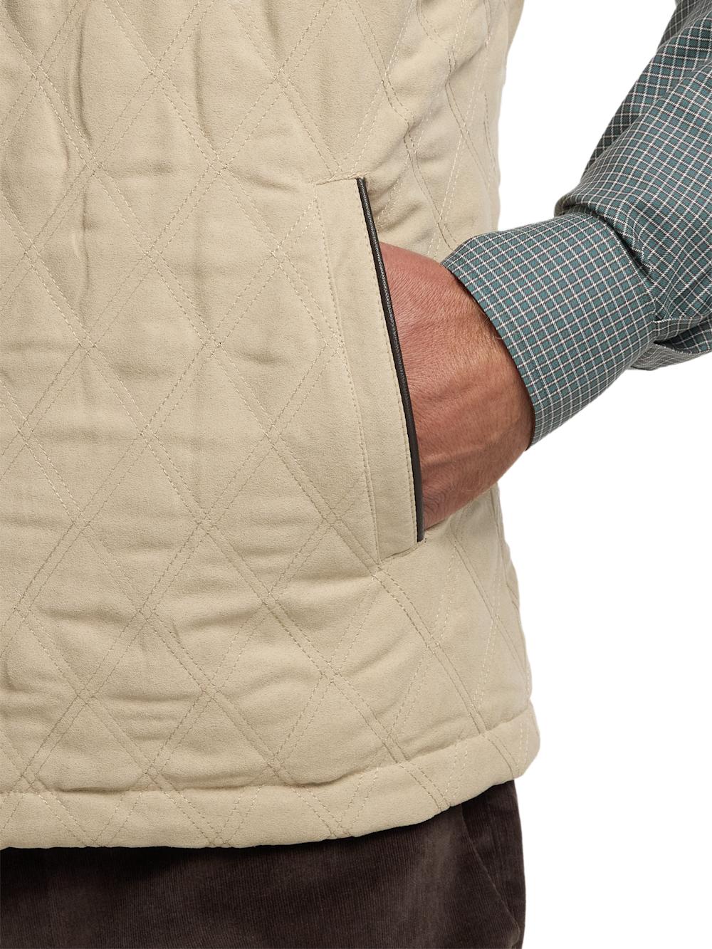 Microsuede Check Reversible Vest - Cream Product Image
