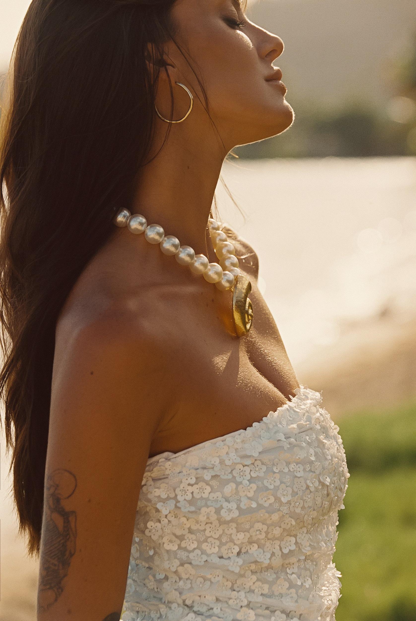 Hannah White Floral Applique Midi Dress Product Image