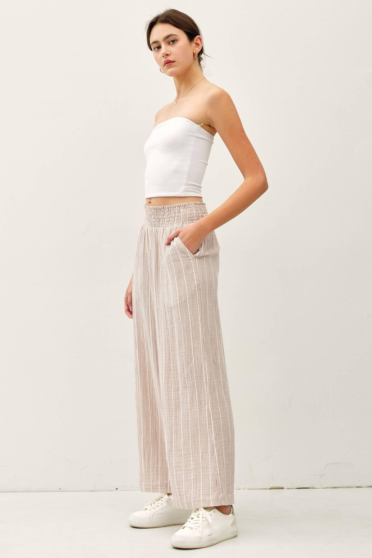 WARMER WEATHER PINSTRIPE GAUZE PANTS Product Image