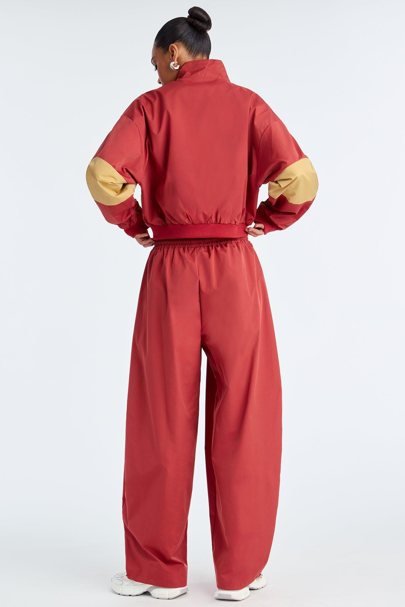Tokyo Drift Windbreaker Barrel Pant Set - Brick Red Female Product Image