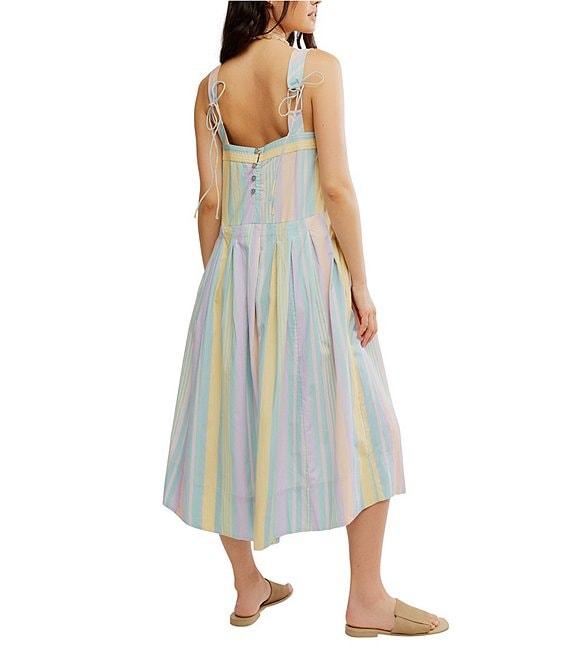 Free People Primavera Stripe Square Neck Sleeveless Midi Shift Dress Product Image