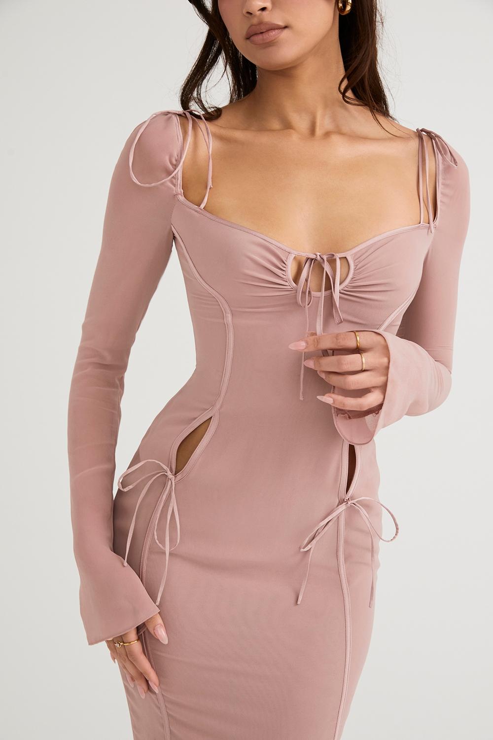 Ophelia  blush cutout midi dress Product Image