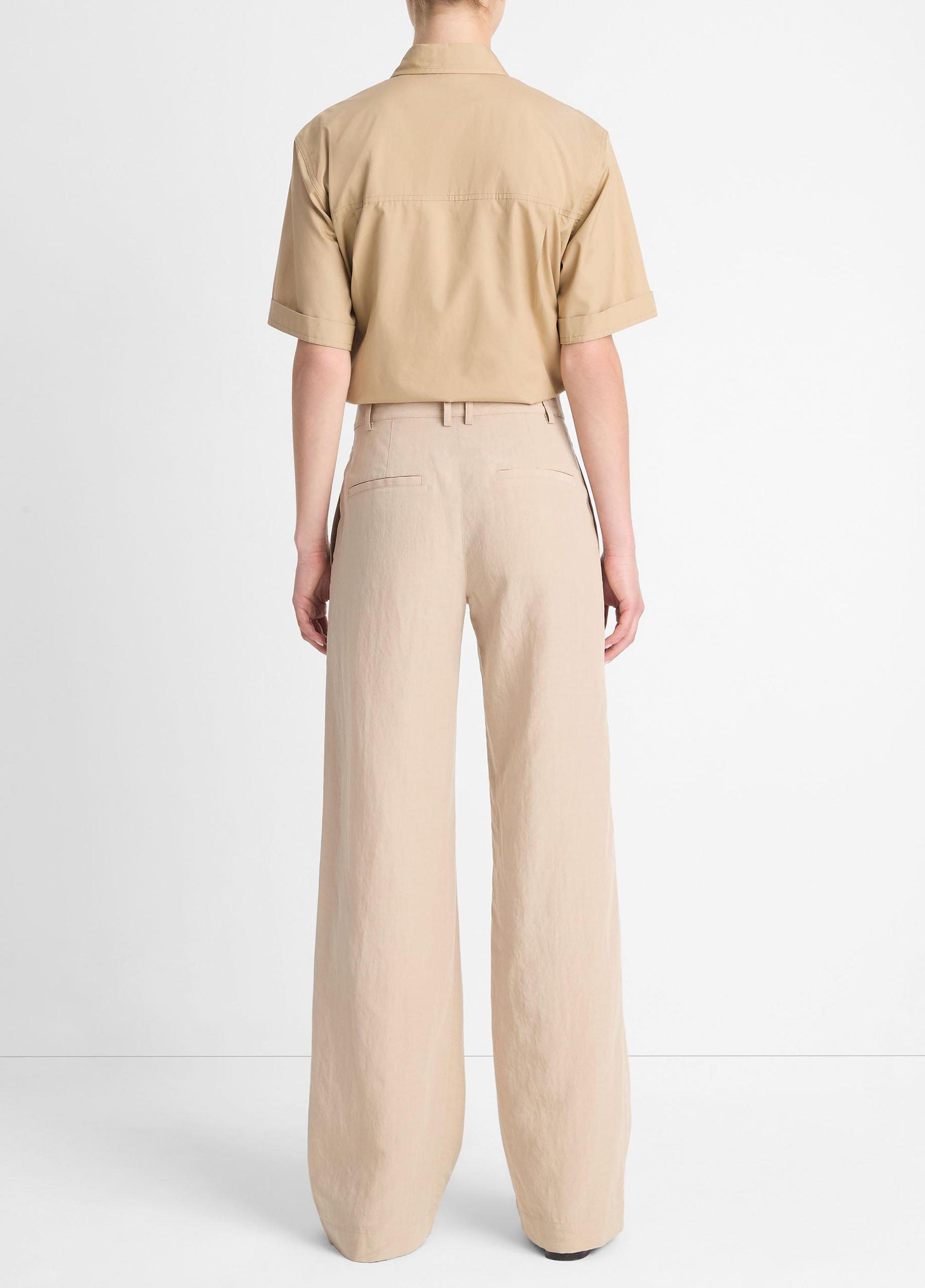 Mid-Rise Textured Wide-Leg Trouser Product Image