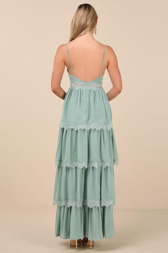 Reed Sage Tiered Lace Maxi Dress Product Image