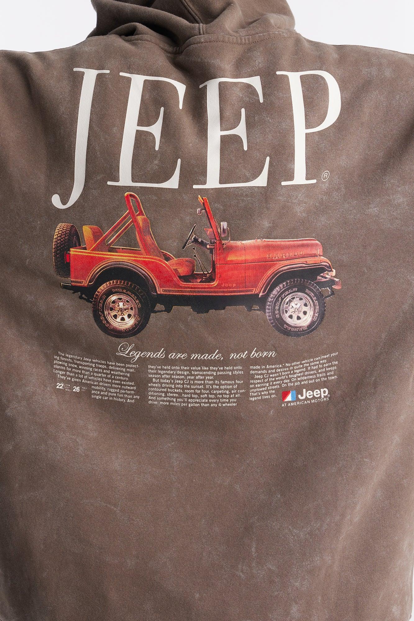 Jeep Legends Washed Fleece Hoodie - Brown Female Product Image