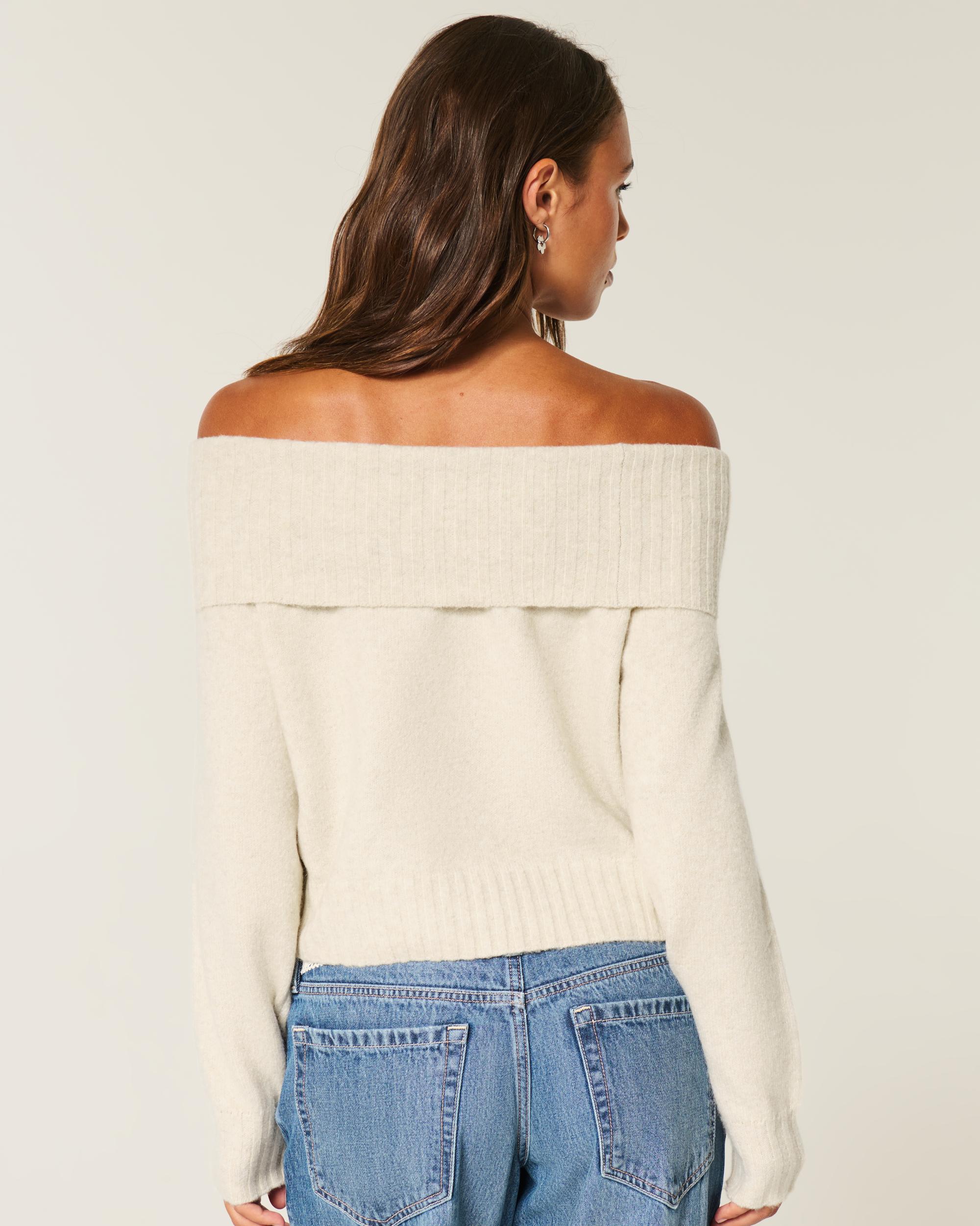Hollister Comfy Cloud Foldover Off-the-Shoulder Sweater Product Image