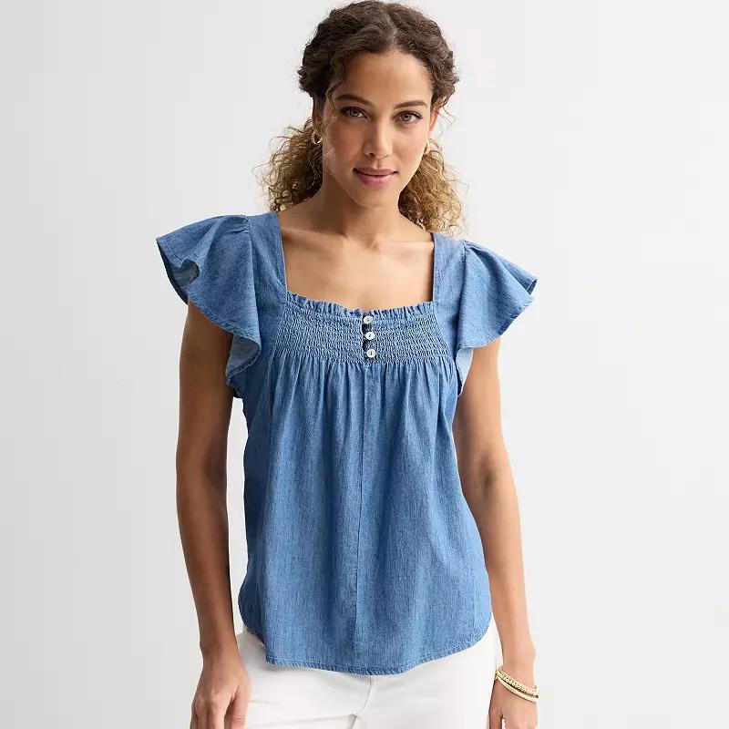 Women's Draper James Flutter Sleeve Smocked Top,  Product Image