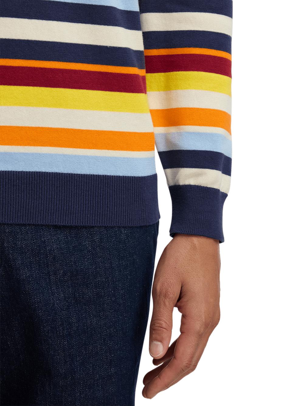Cotton Quarter Zip Mock Neck Sweater - Multi Product Image