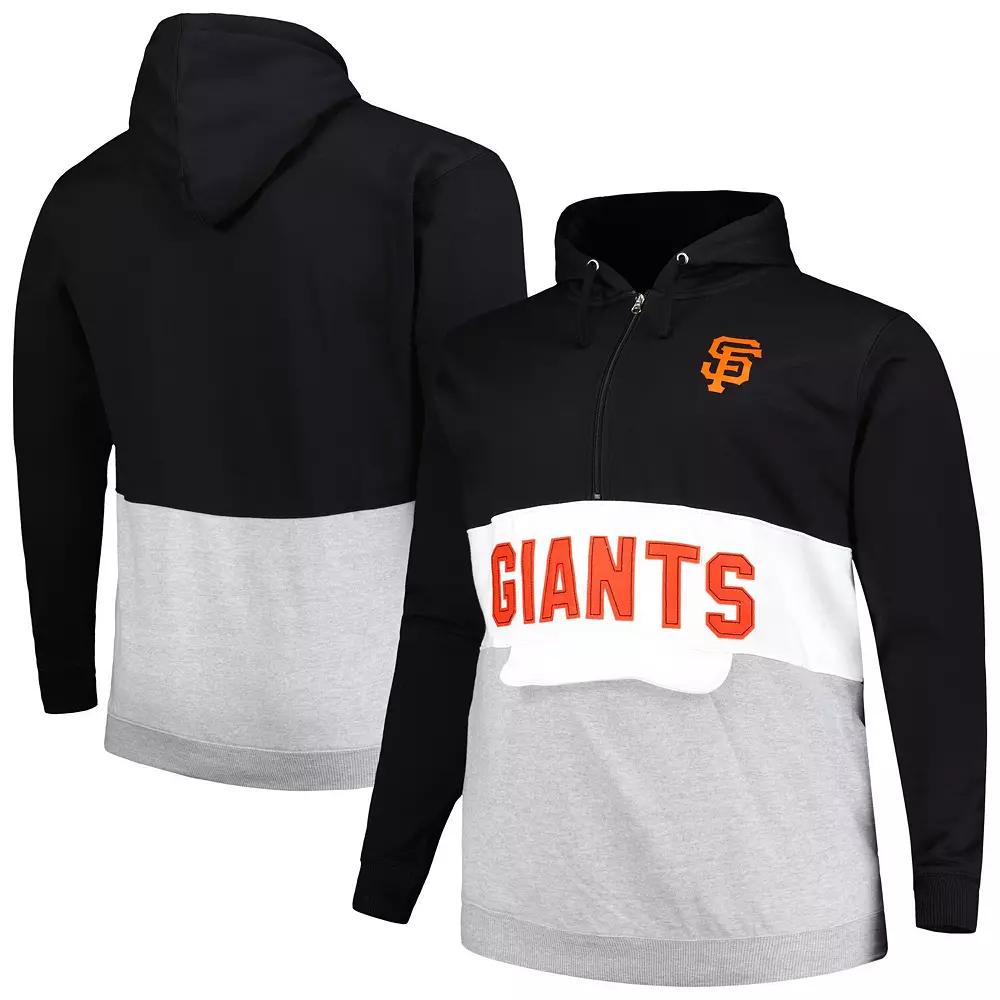 Men's Black/White San Francisco Giants Big & Tall Fleece Half-Zip Hoodie,  Product Image