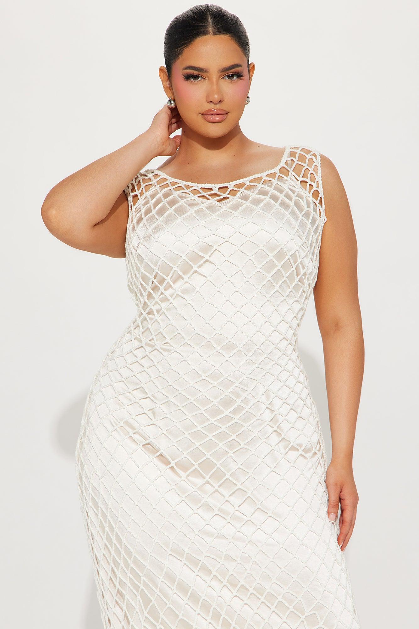 Zoe Crochet Maxi Dress Set - Beige Product Image