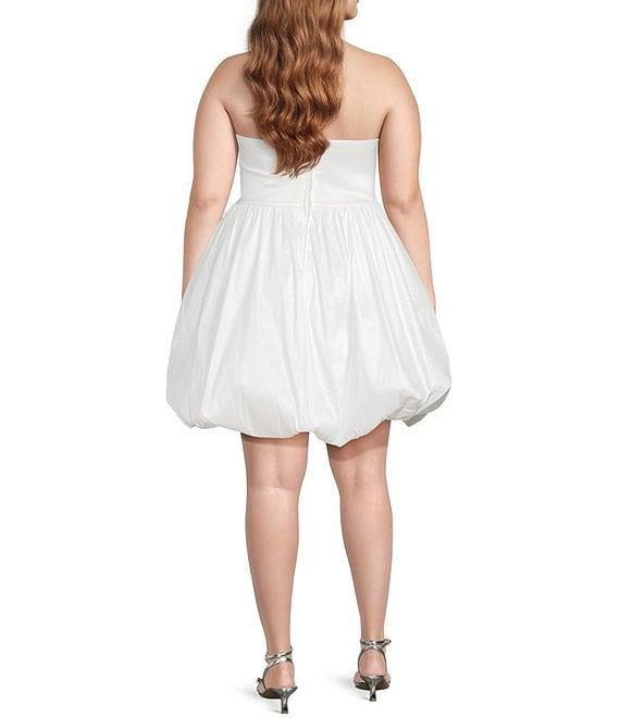 B. Darlin Plus Size Taffeta Strapless Pleated Bubble Hem Dress Product Image
