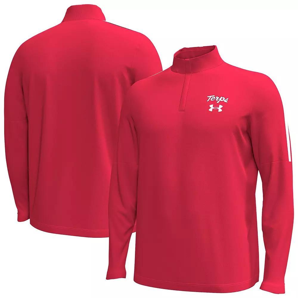 Men's Under Armour Red Maryland Terrapins Playoff Performance Quarter-Zip Jacket,  Product Image