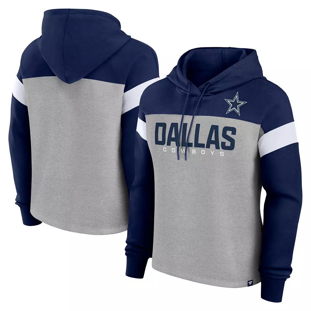 Women's Fanatics Heather Gray/Navy Dallas Cowboys Bold Play Call Pullover Hoodie,  Product Image