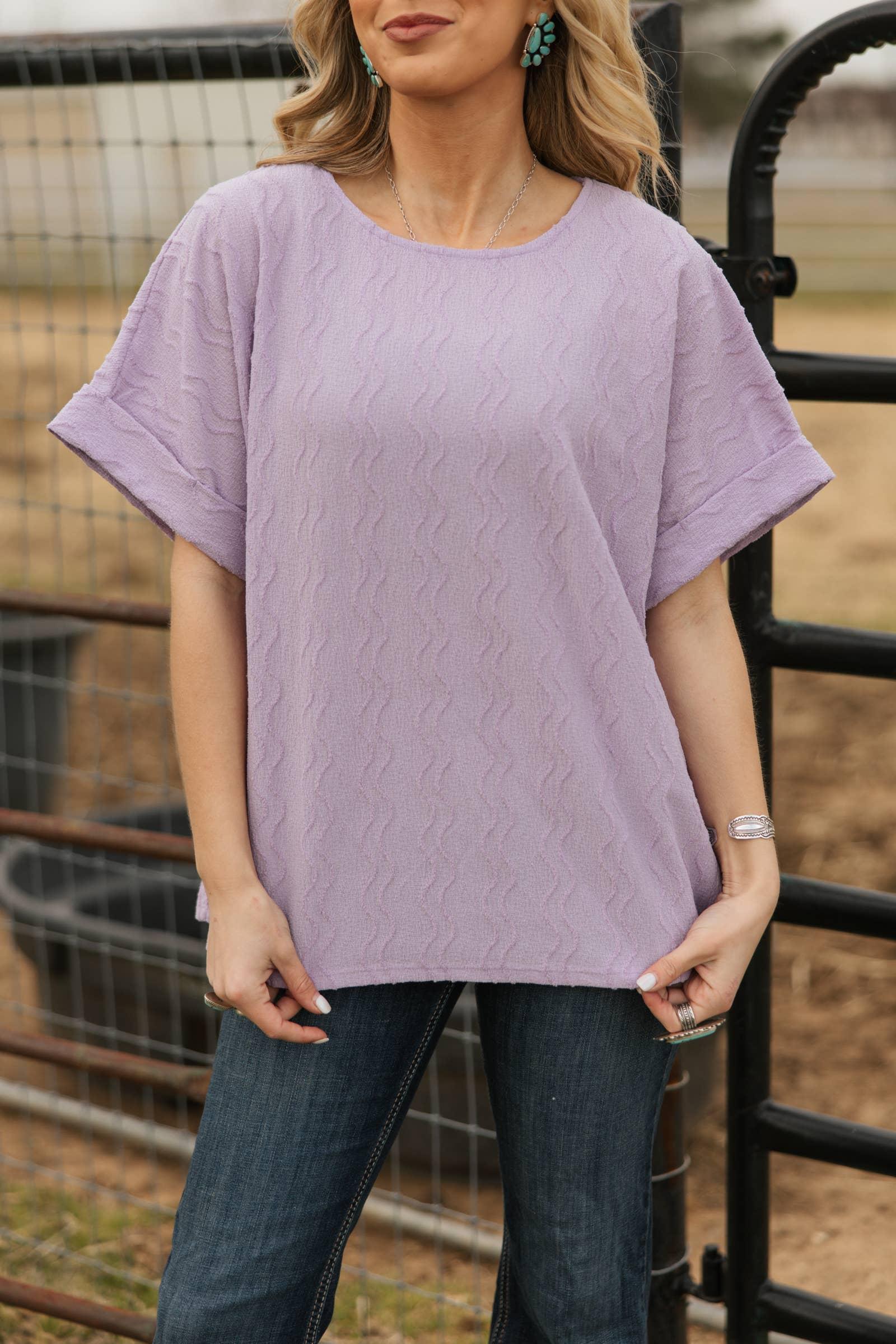 Textured Dolman Sleeve Top: HOT MAGENTA Product Image