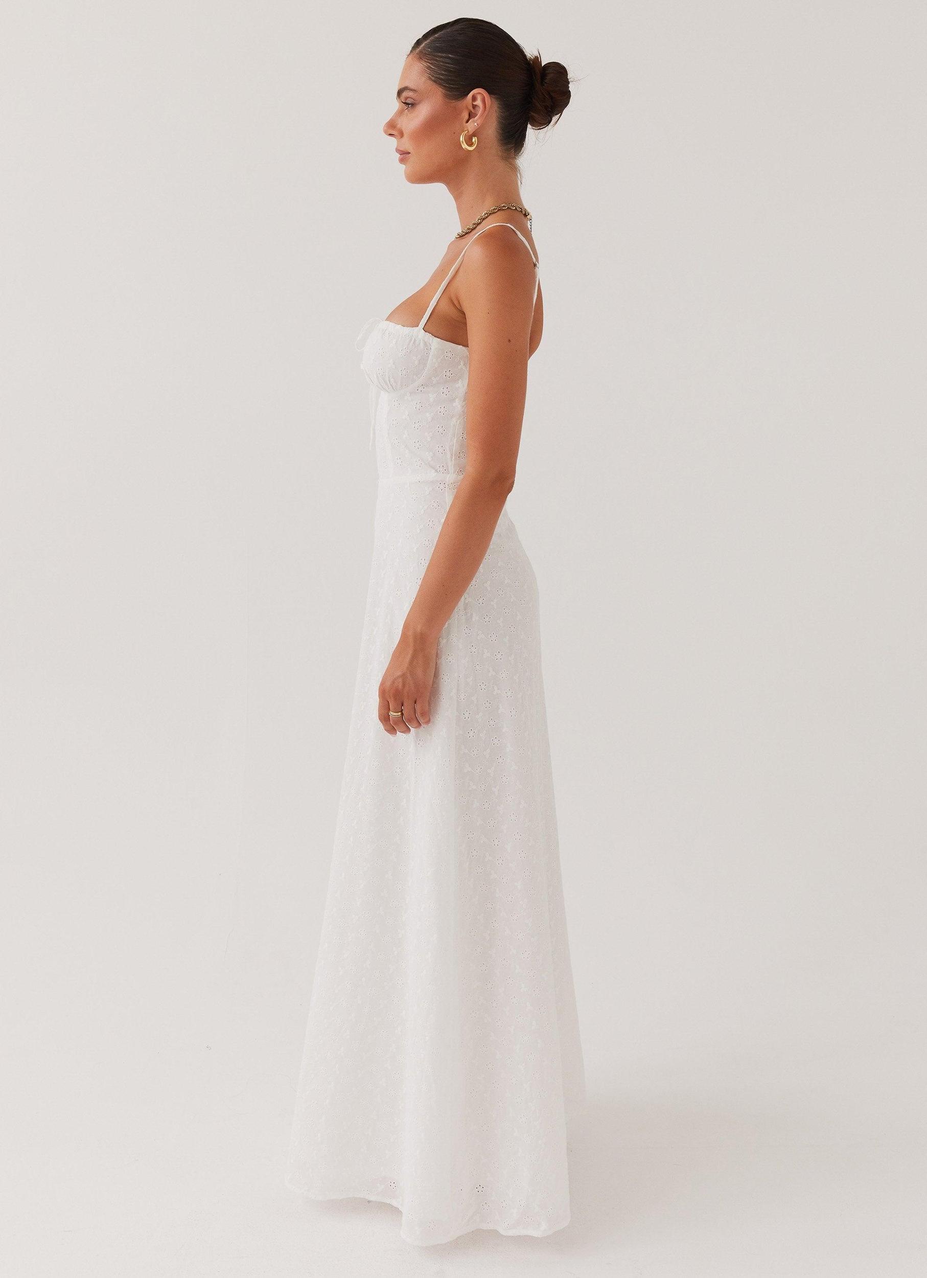 Elsie Broderie Maxi Dress - White Product Image