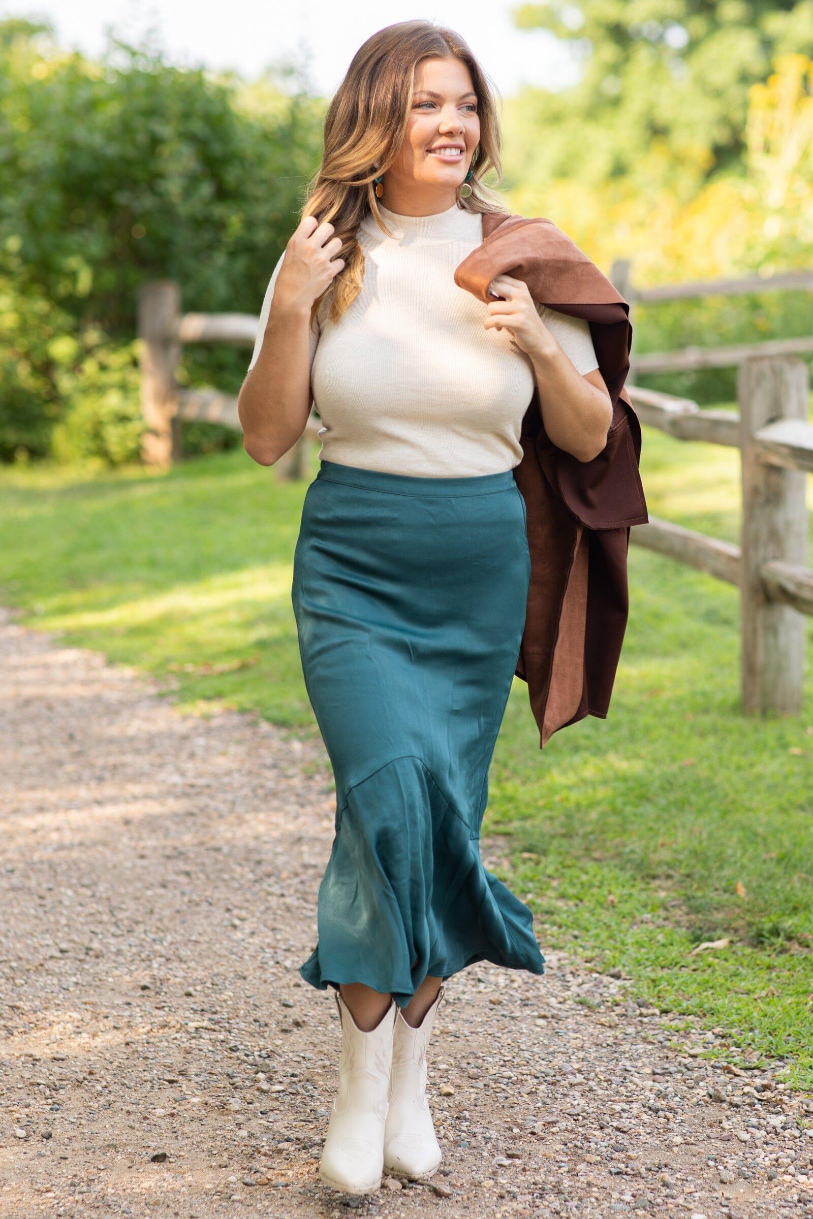 Teal Midi Skirt Product Image