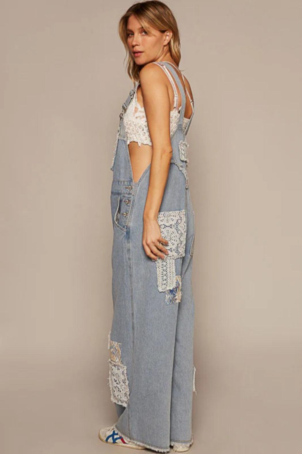 POL DENIM PATCH OVERALLS Product Image