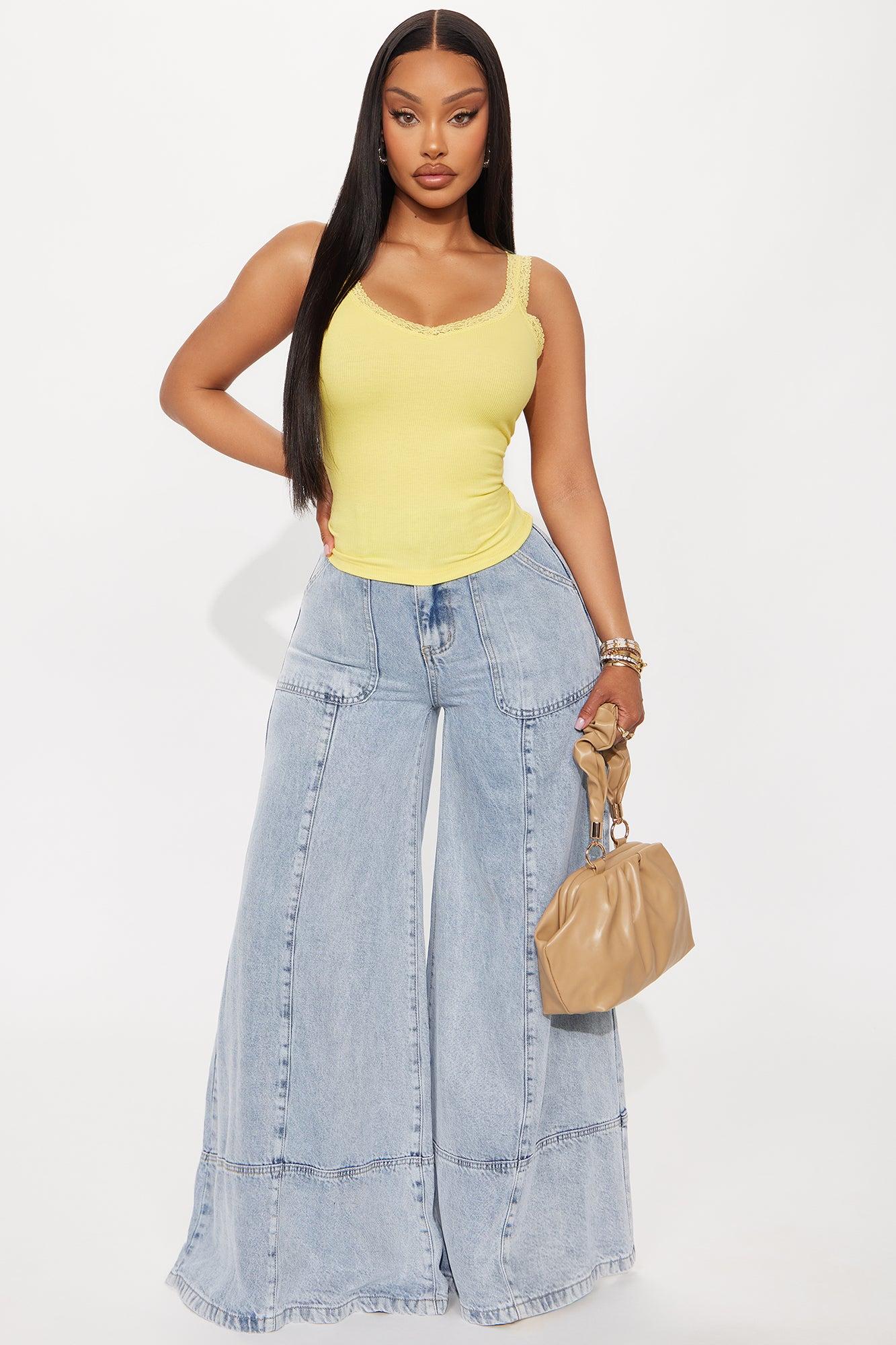 Luna Lace V Neck Tank Top - Electric Yellow Female Product Image