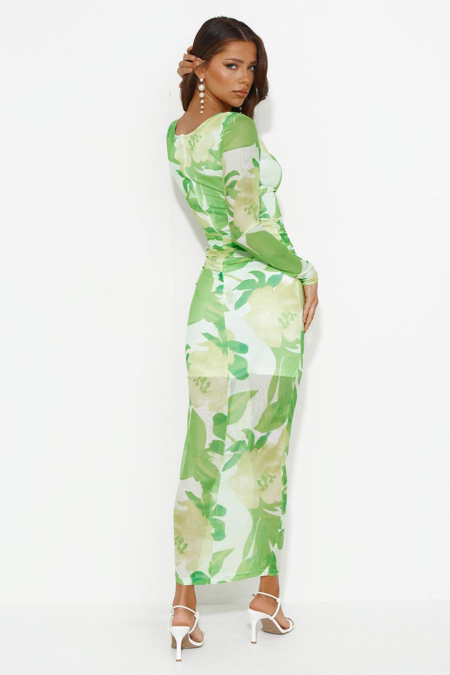 Splash In The Ocean Mesh Midi Dress Green Product Image