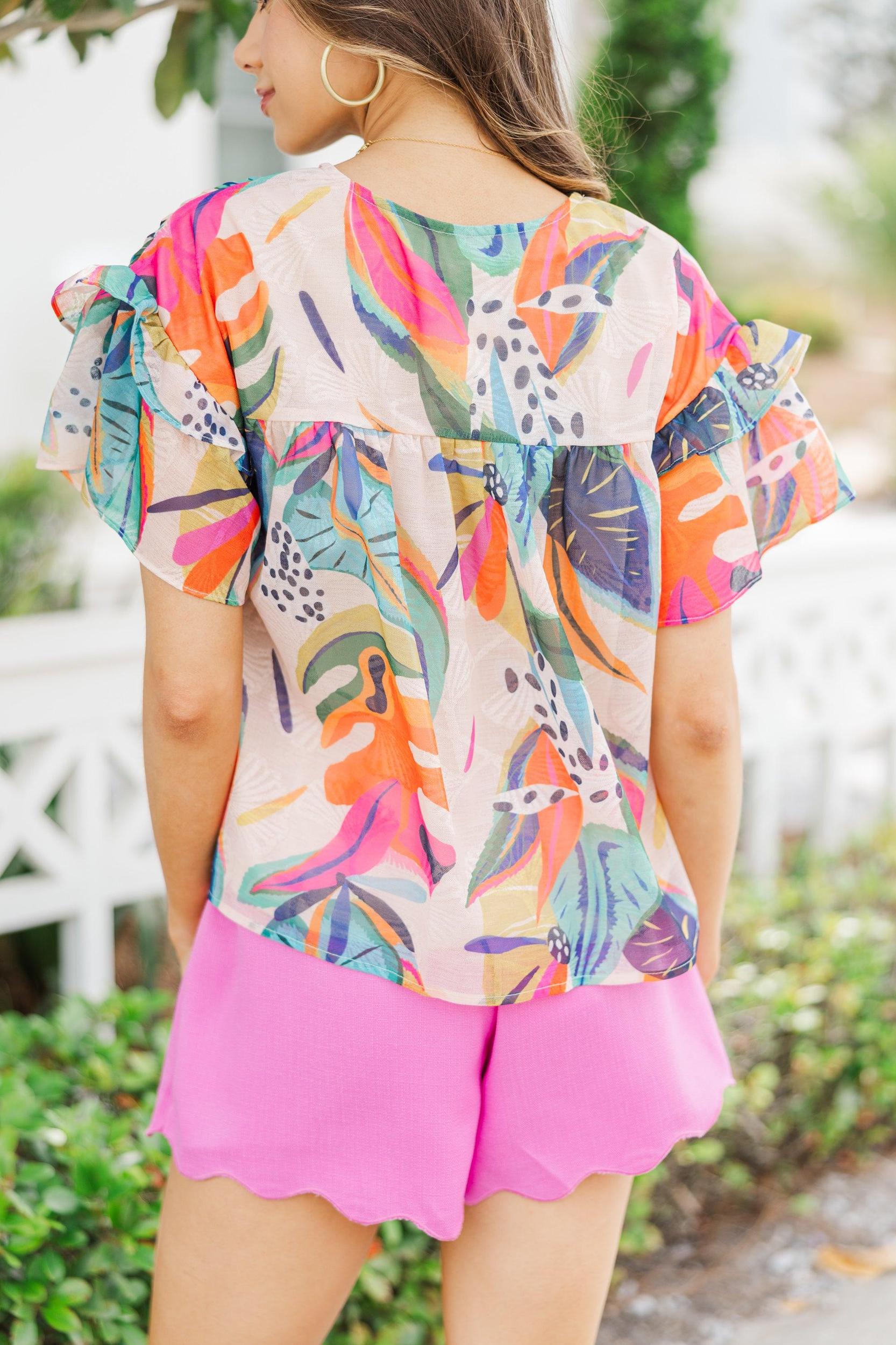 Start The Day Multi-Colored Tropical Blouse Female Product Image
