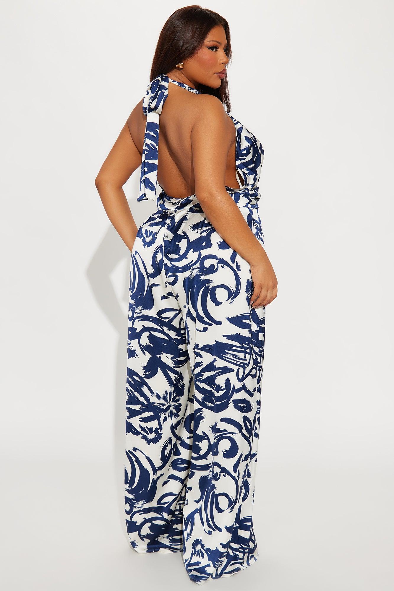 Ocean Rendezvous Satin Jumpsuit  - Blue/combo Product Image