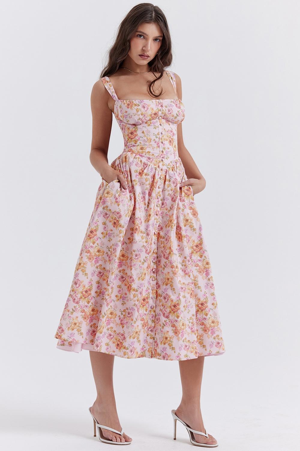 Tatiana  pink print midi sundress Product Image