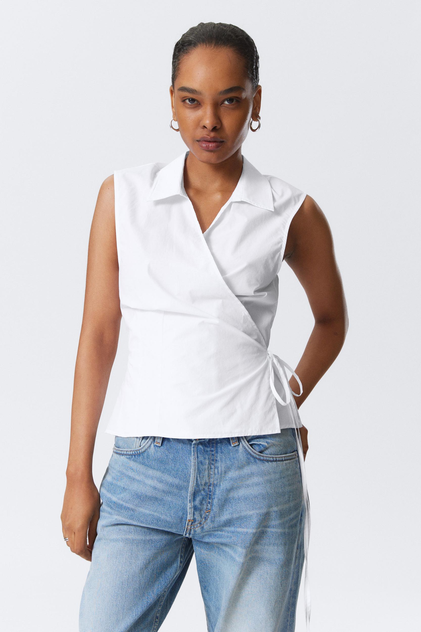 Sleeveless Cotton Wrap Top Product Image