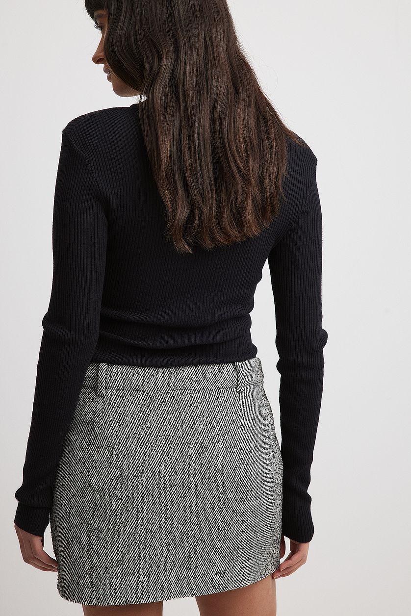 Tweed Pocket Detail Mini Skirt Grey Product Image