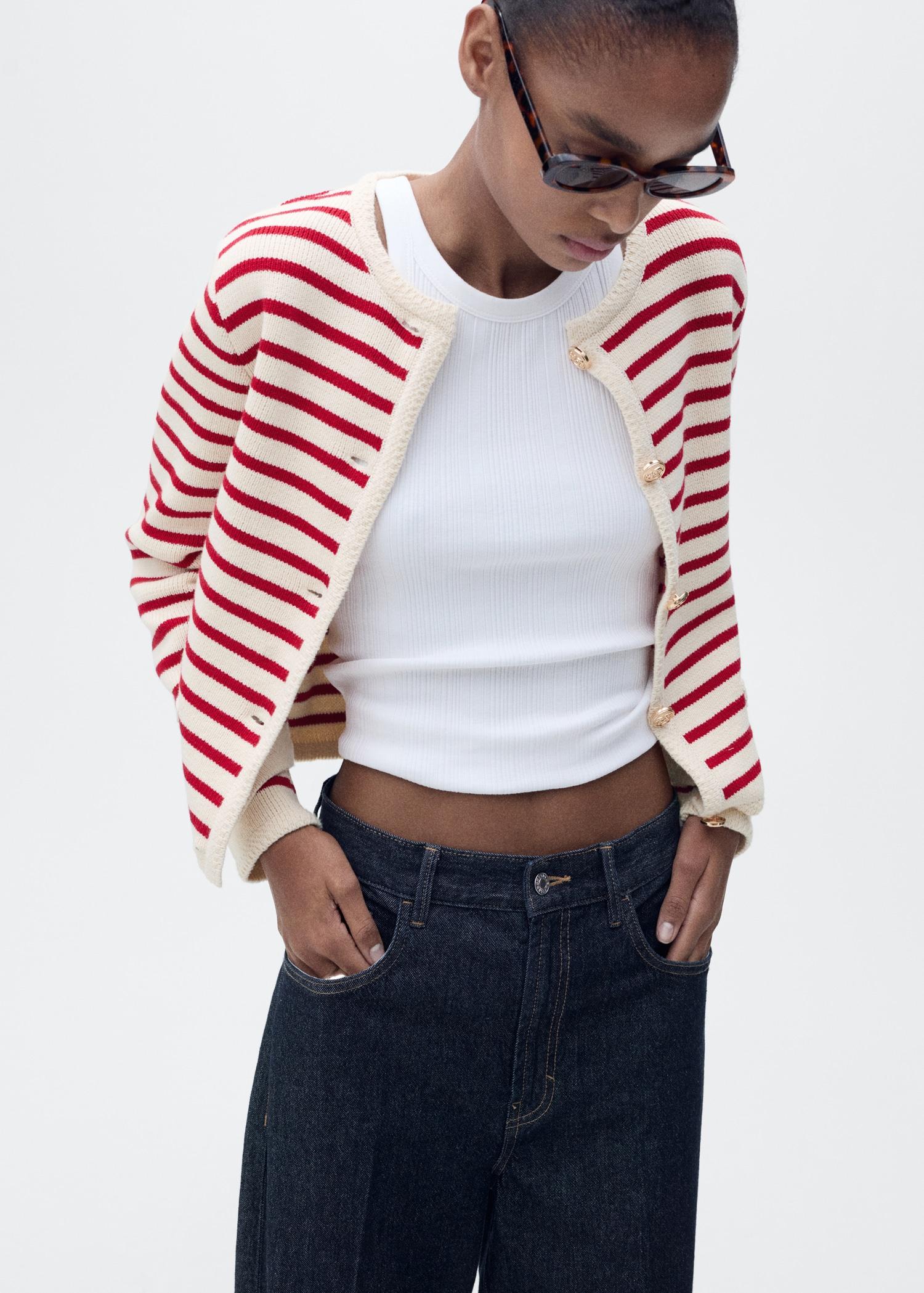 Stripped knit cardigan - Women | MANGO USA Product Image
