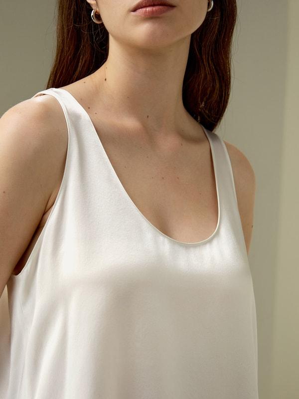LILYSILK Silk Tank - Womens - Natural White Pure Silk - Cool A-Line Camisole XL Product Image