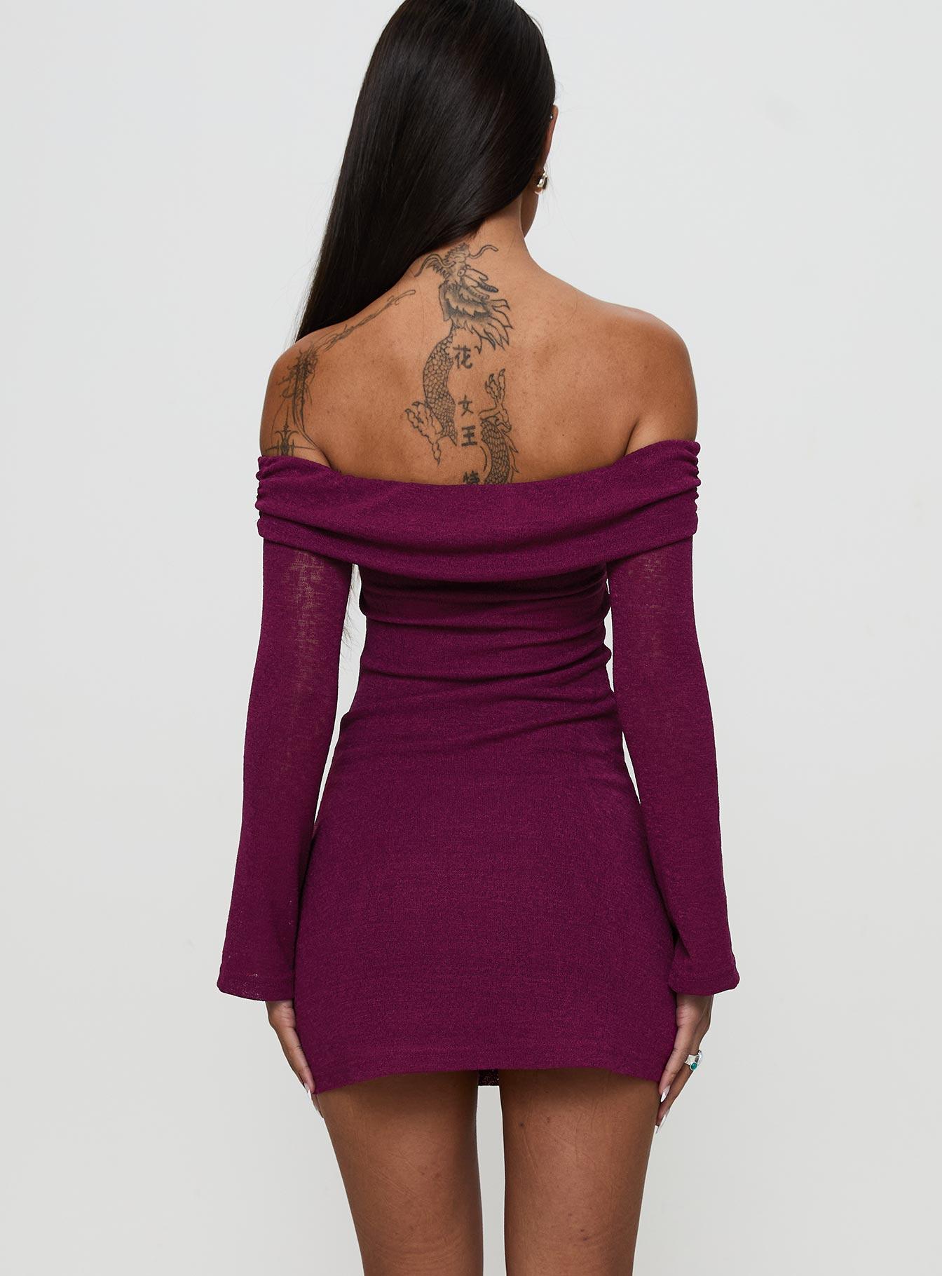 Firenza Long Sleeve Mini Dress Purple Product Image