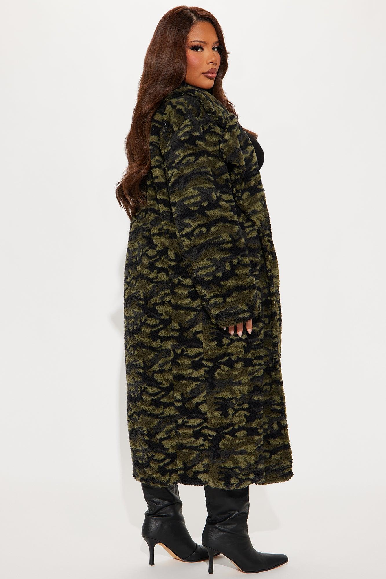 Camilla Sherpa Trench Coat - Olive/combo Female Product Image