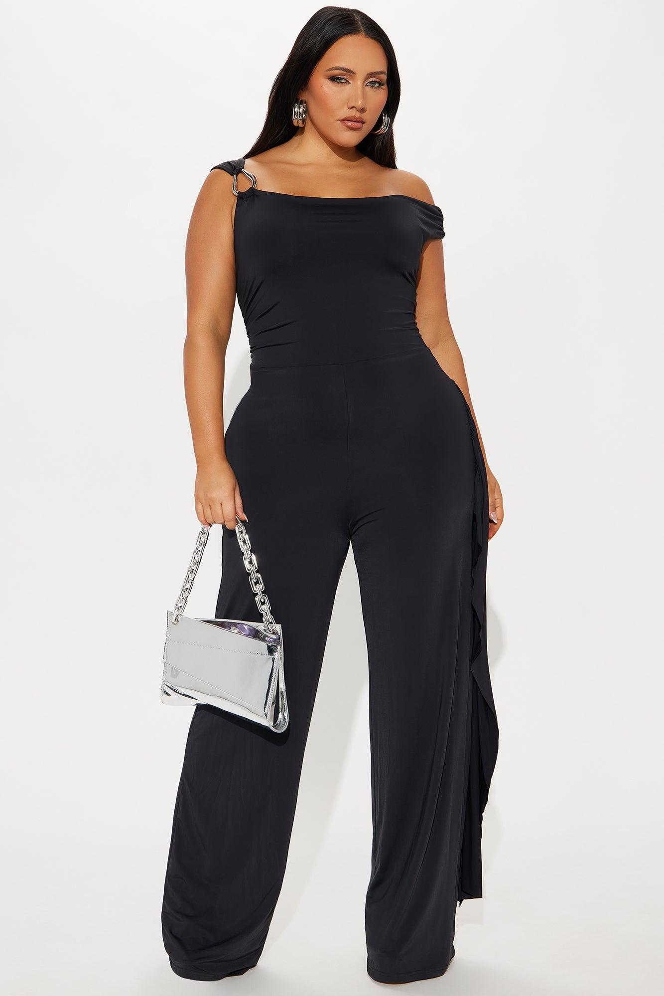 Don't Forget Me Draped Wide Leg Jumpsuit - Black Female Product Image