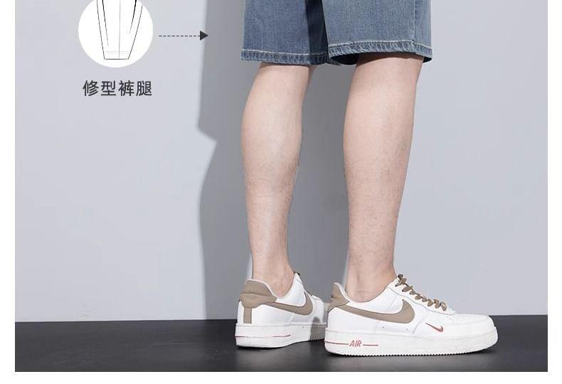 Mid Rise Washed Denim Shorts Product Image