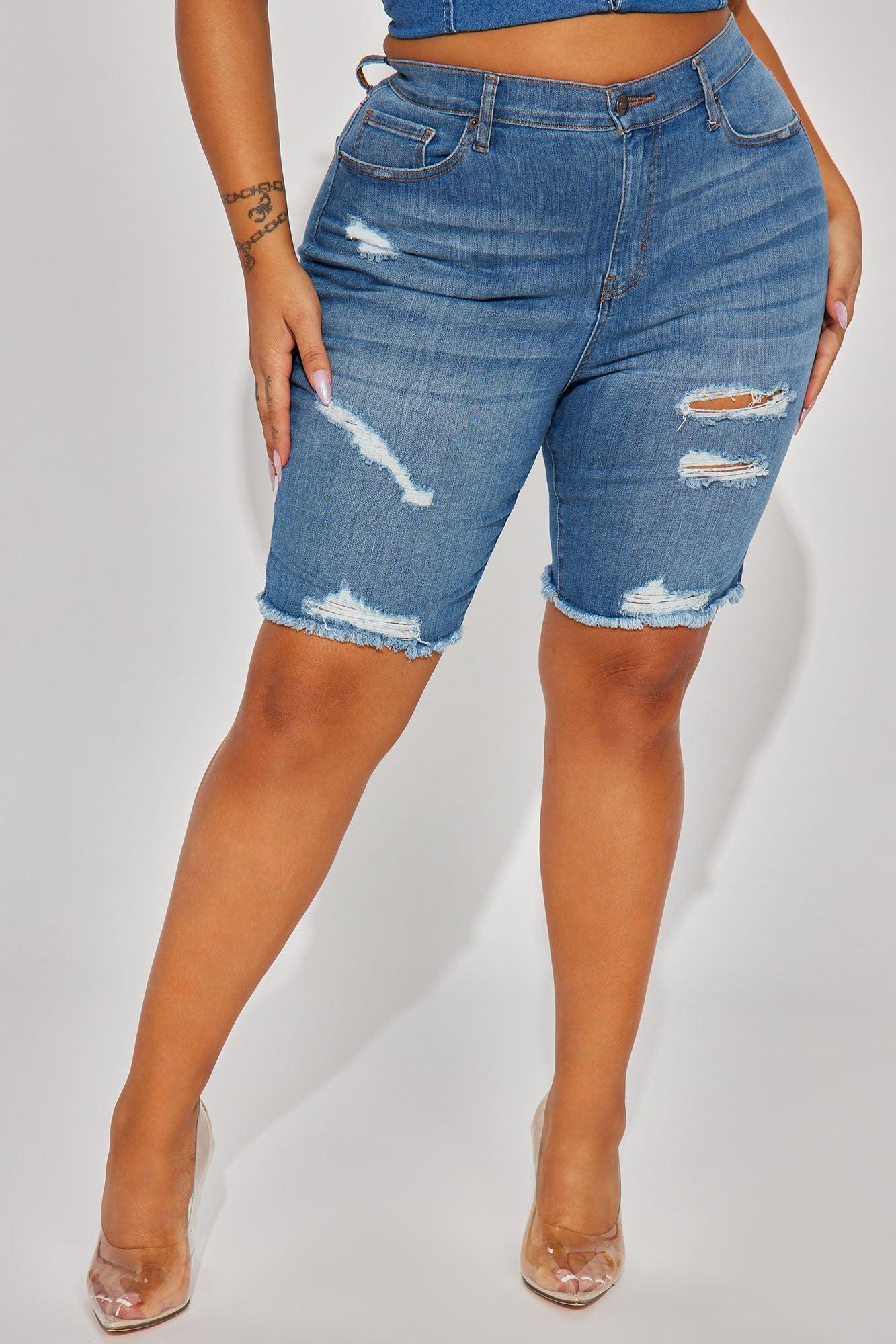 Tight Squeeze Lux Stretch Denim Bermuda Shorts - Medium Wash Product Image